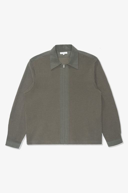 Overhead lay-flat image of LW416CL Double Knit Zip Shirt
