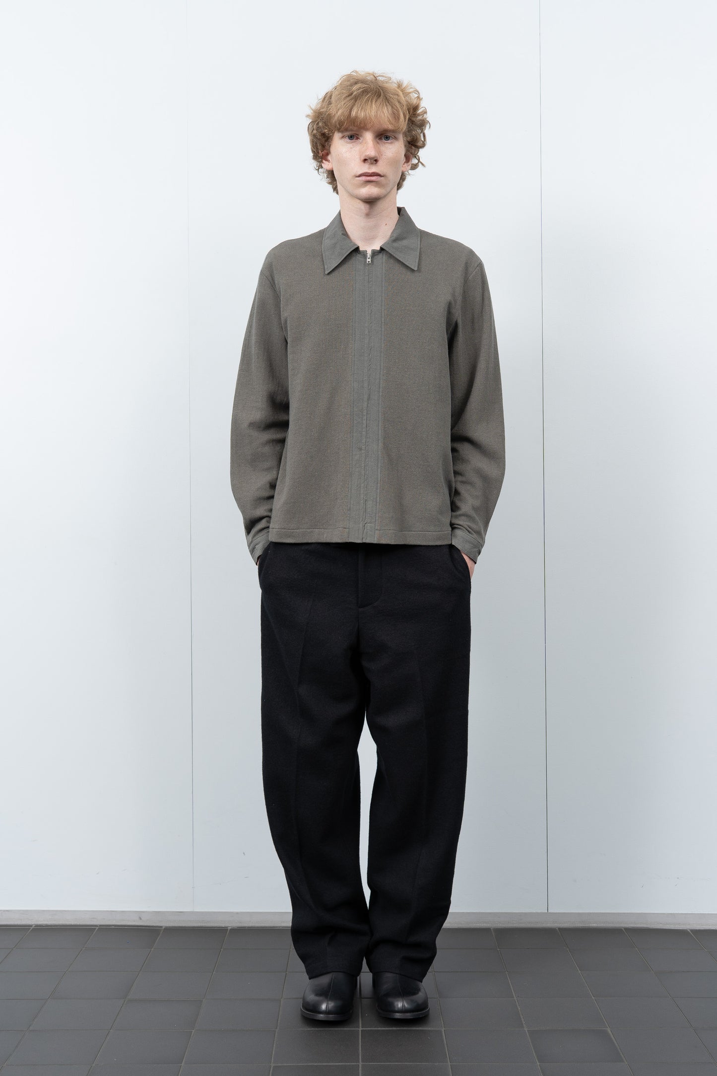 DOUBLE KNIT ZIP SHIRT - DARK KELP