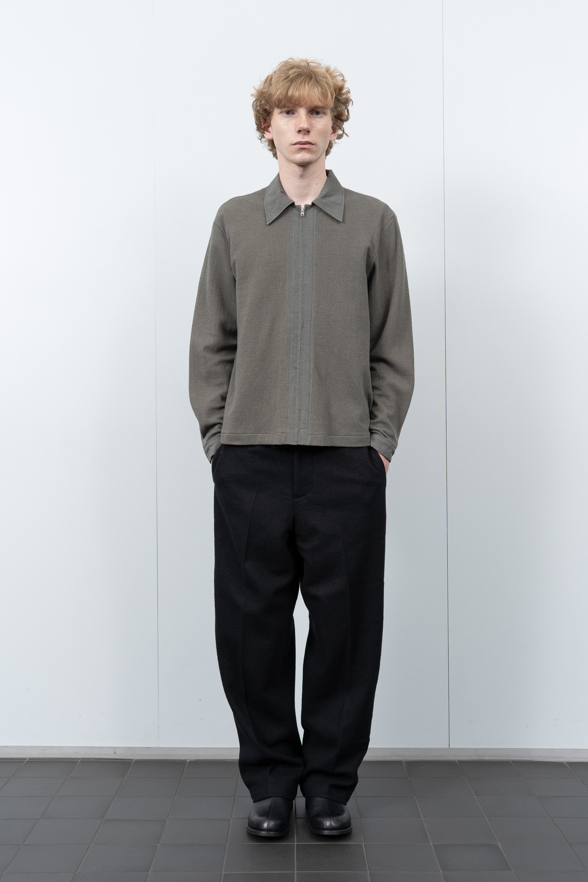 DOUBLE KNIT ZIP SHIRT - DARK KELP