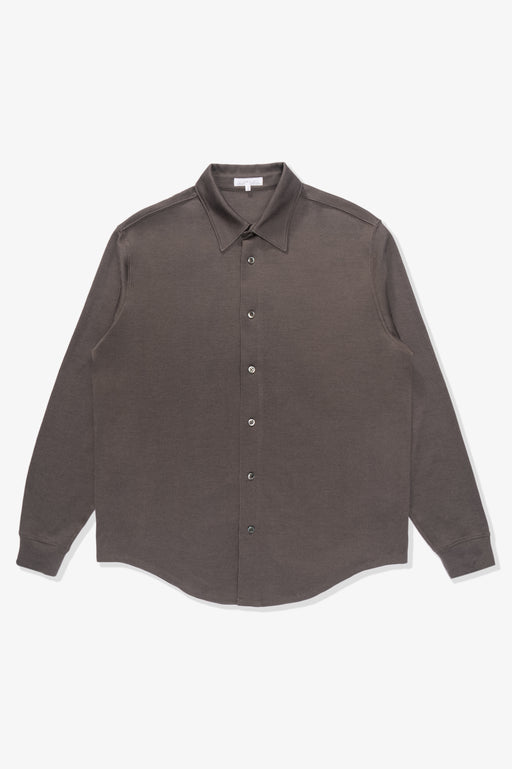 L/S JERSEY BUTTON DOWN - GREY OLIVE