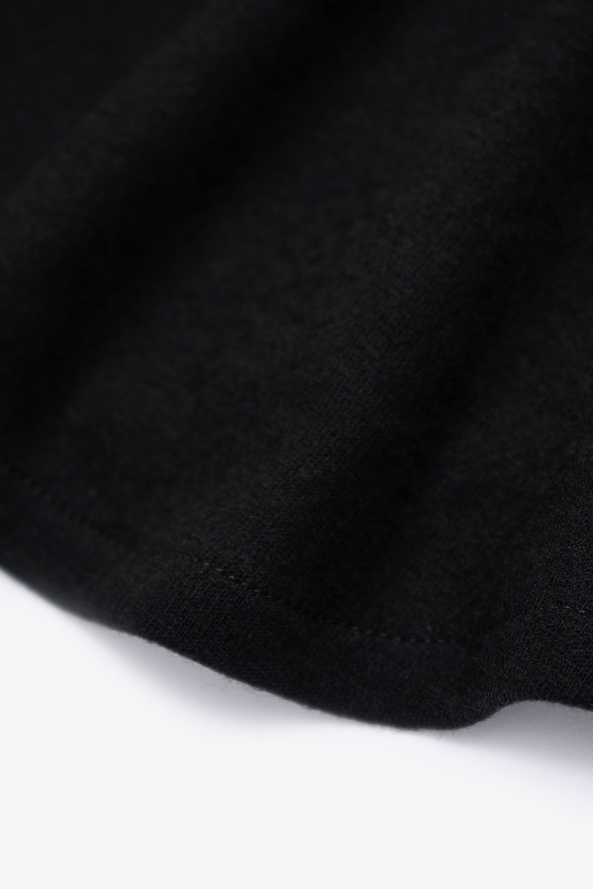 Close-up of hem of LW444W Wool Button up  in black