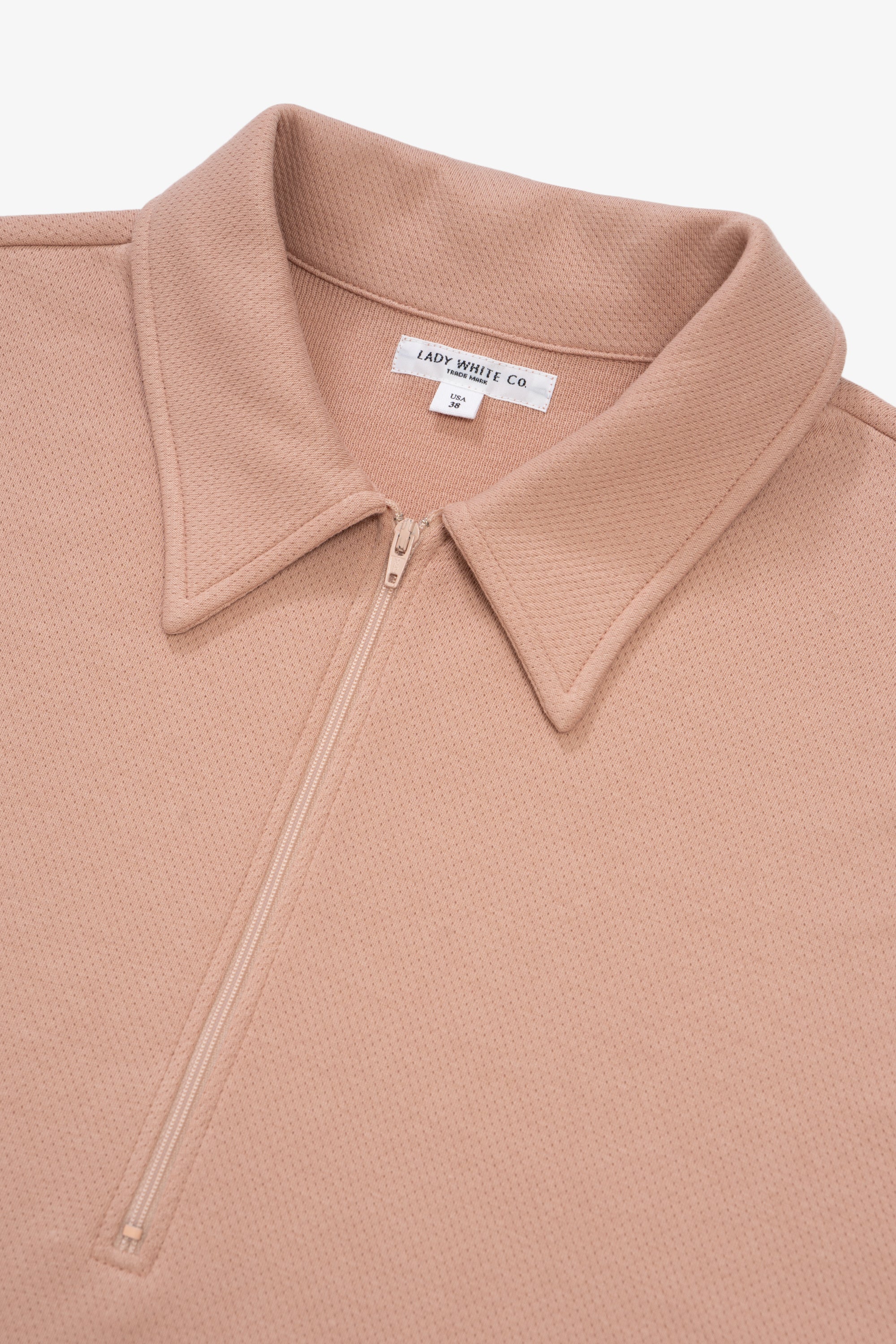 HALF ZIP POLO - PINK GLASS