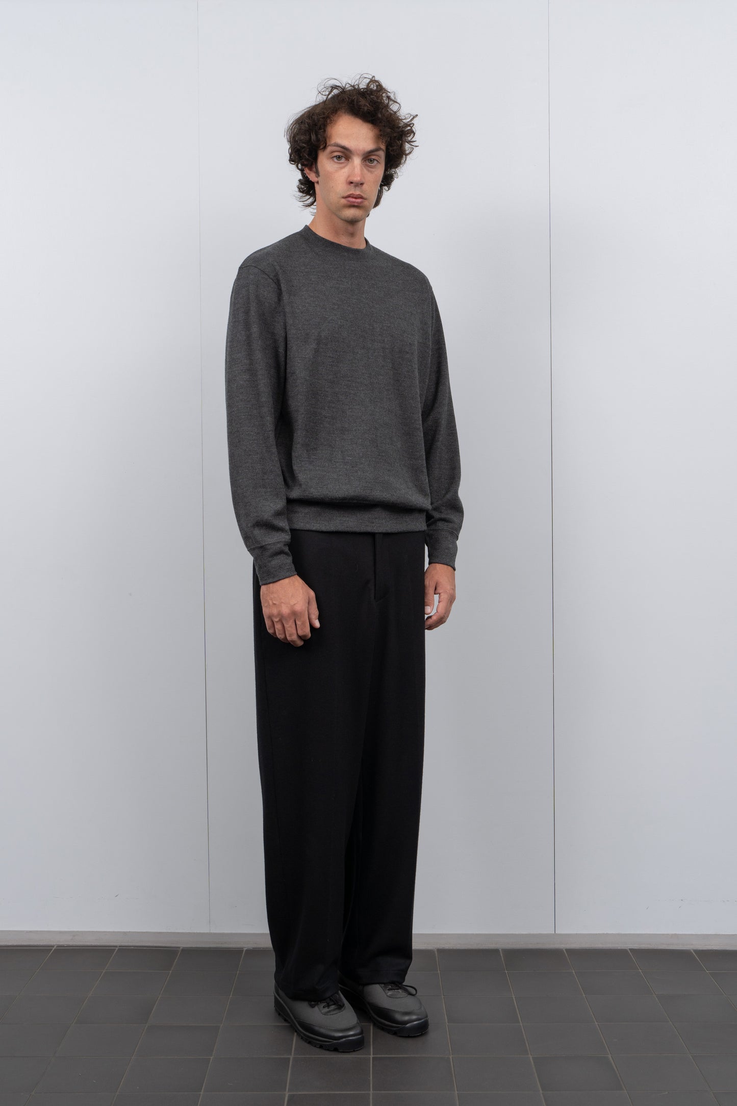 WOOL JERSEY SWEATER - CHARCOAL