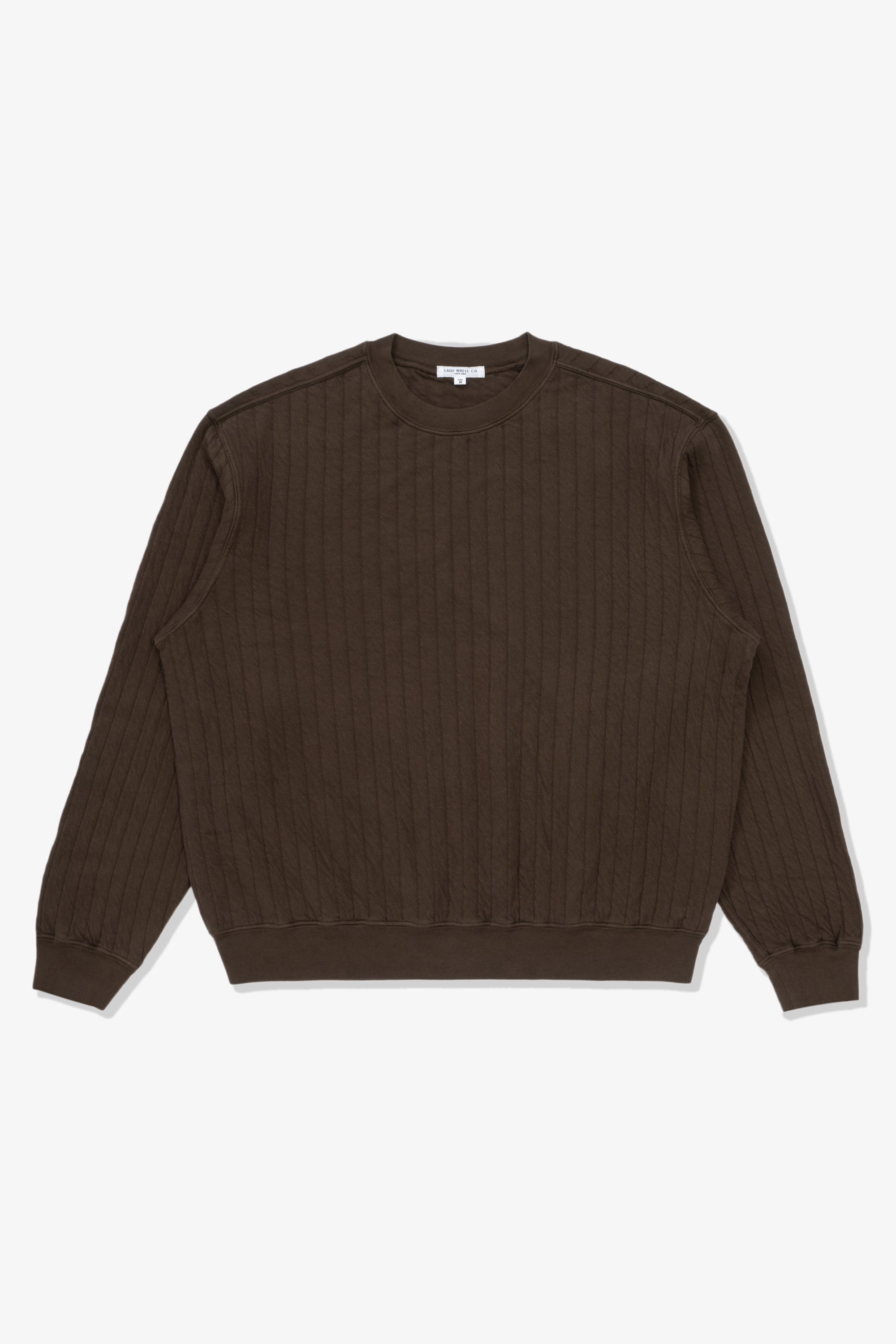 QUILTED CREWNECK - FIELD BROWN