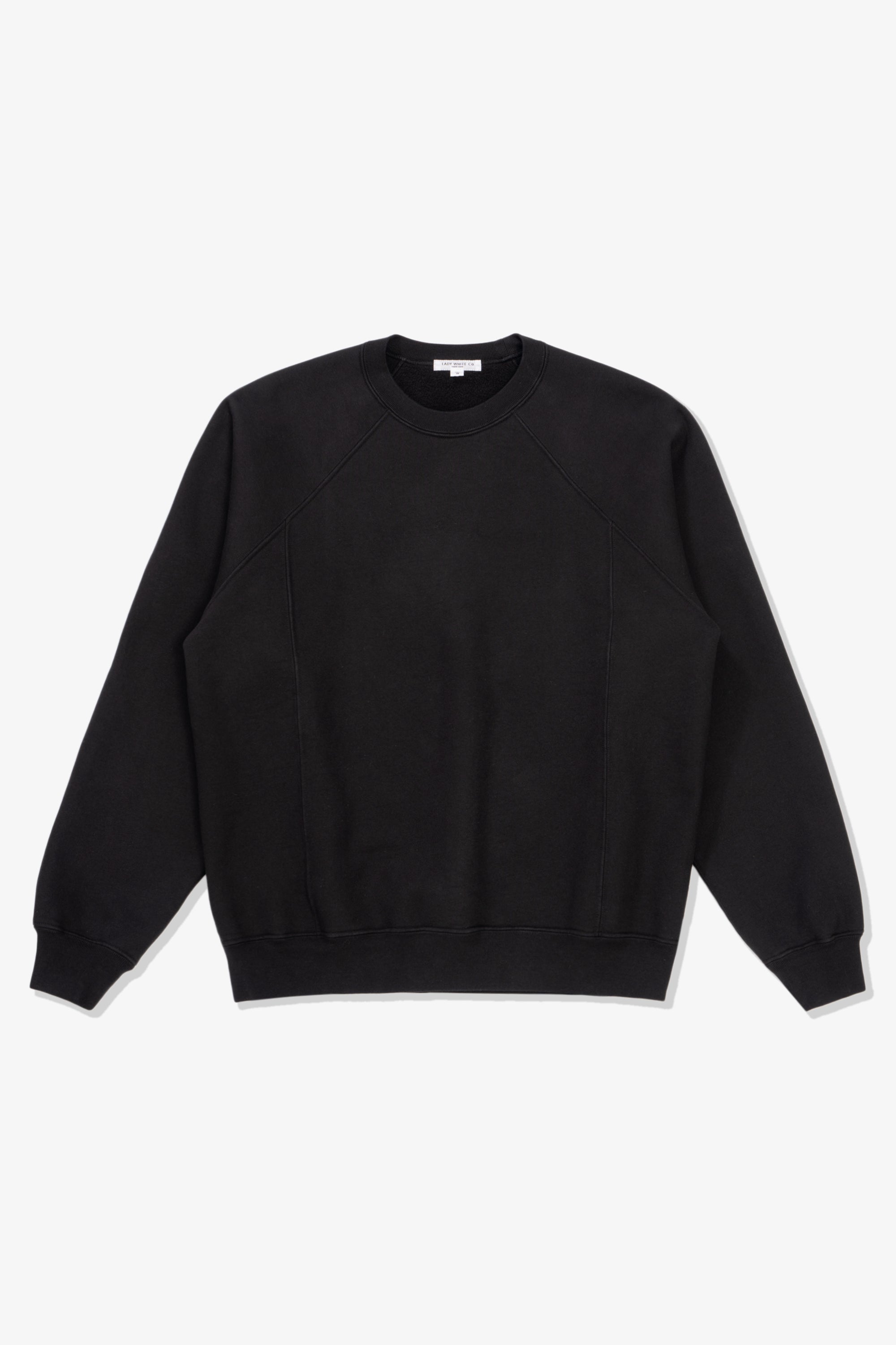 Front full-facing flat overview of LW620 Heavy Gusset Crewneck in Black