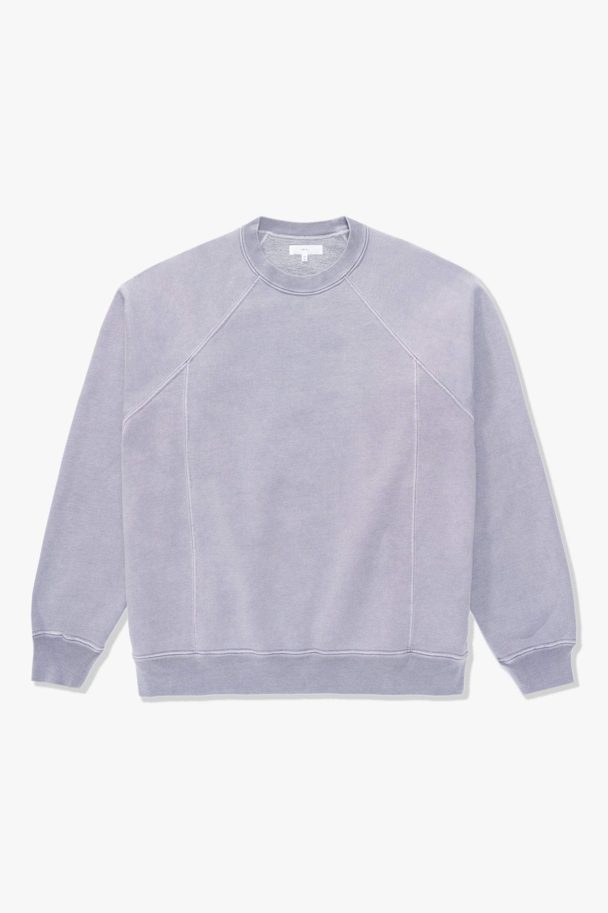 Full-length flat-lay photo of LW620 Heavy Gusset Crewneck in lilac grey