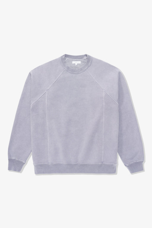 Full-length flat-lay photo of LW620 Heavy Gusset Crewneck in lilac grey