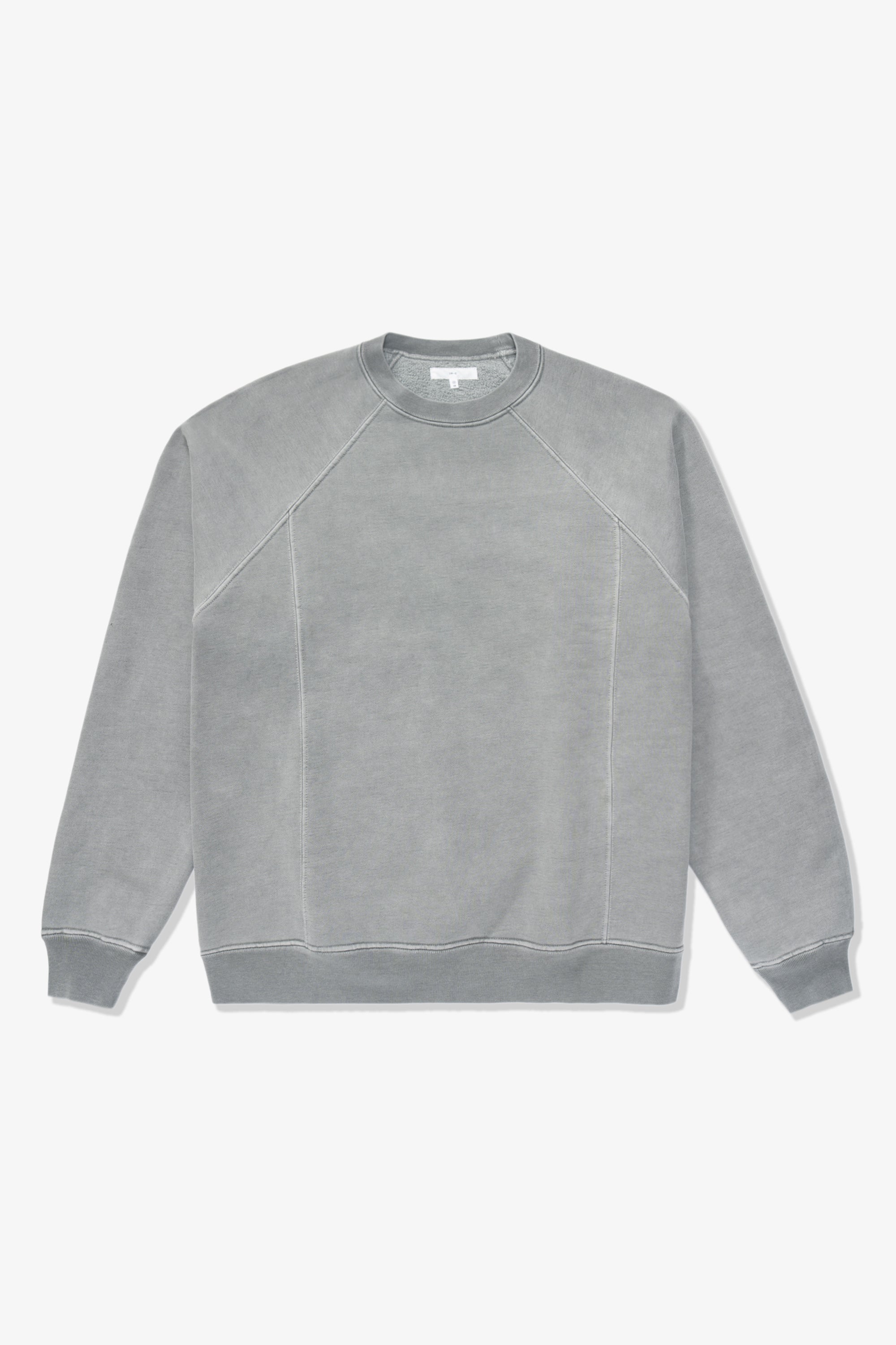 Full-length flat-lay photo of LW620 Heavy Gusset Crewneck in pigment kelp