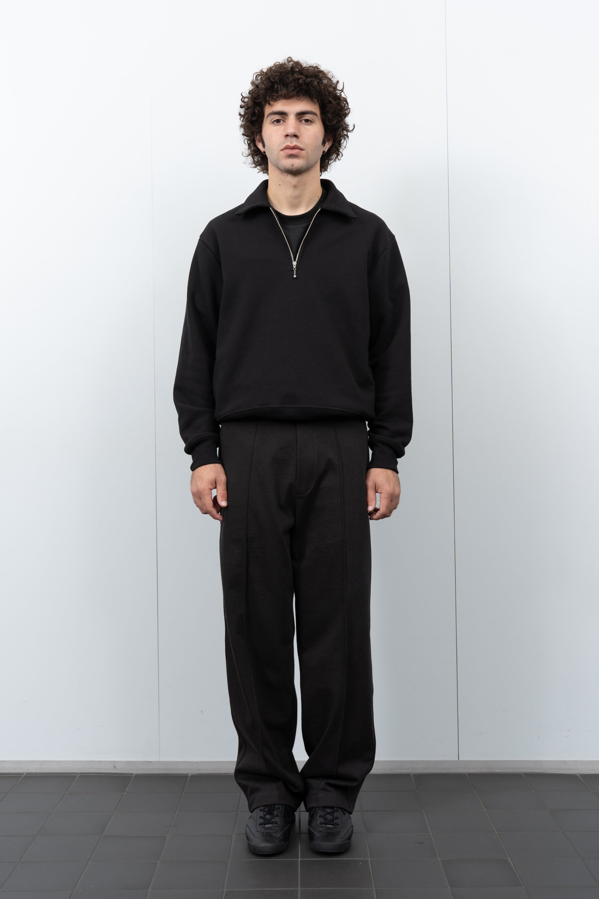 LW636 Quarter Zip Sweatshirt on a model