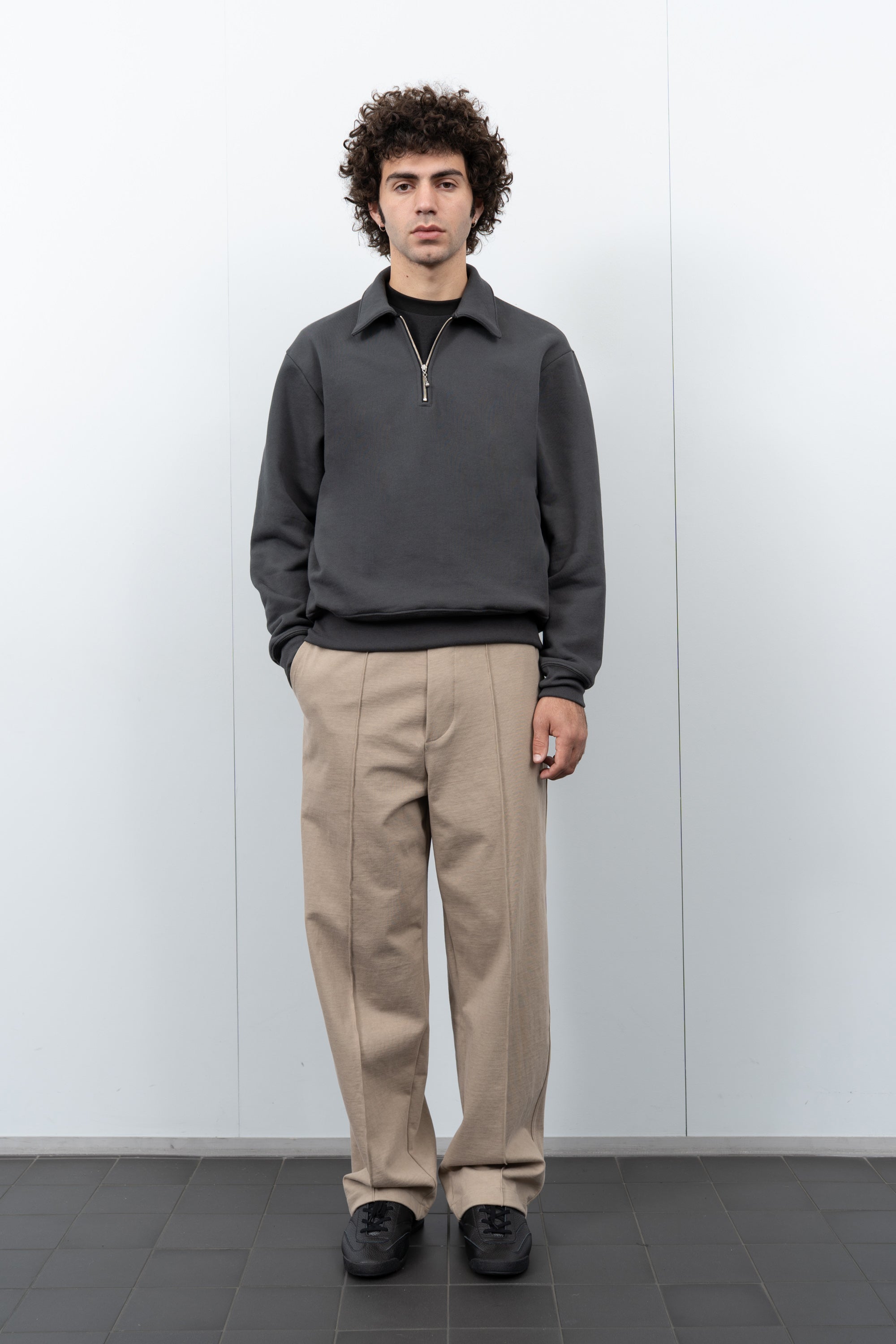 LW636 Quarter Zip Sweatshirt on a model