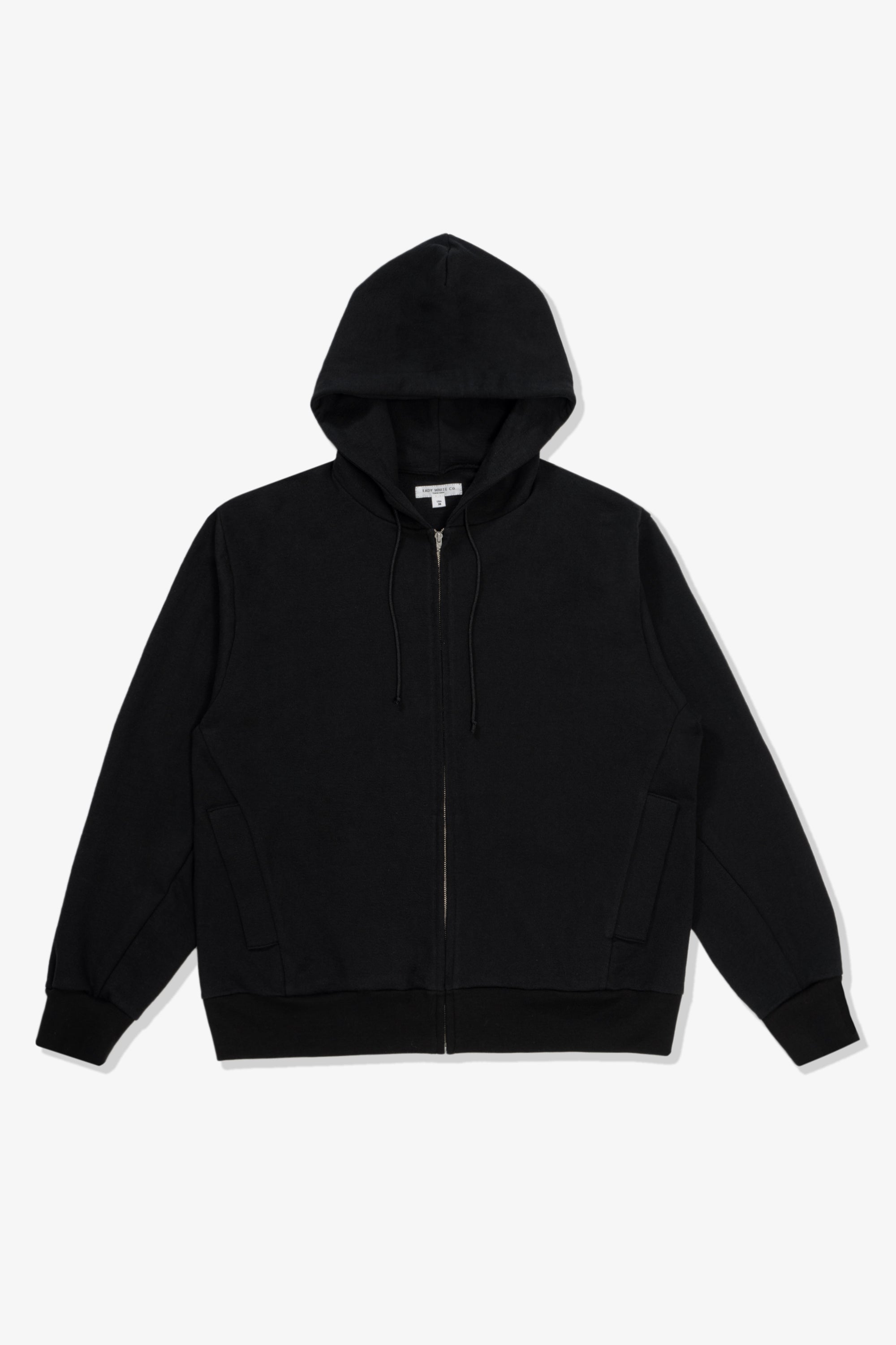 TEXTURED ZIP HOODIE - BLACK