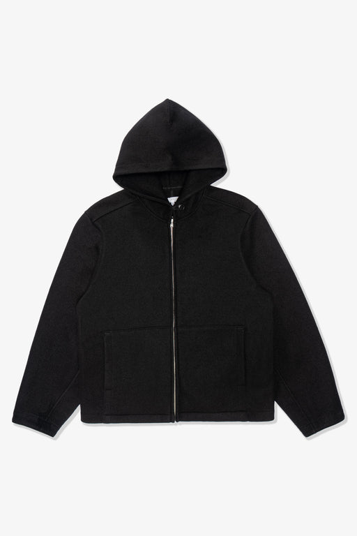 WOOL ZIP HOODIE - BLACK