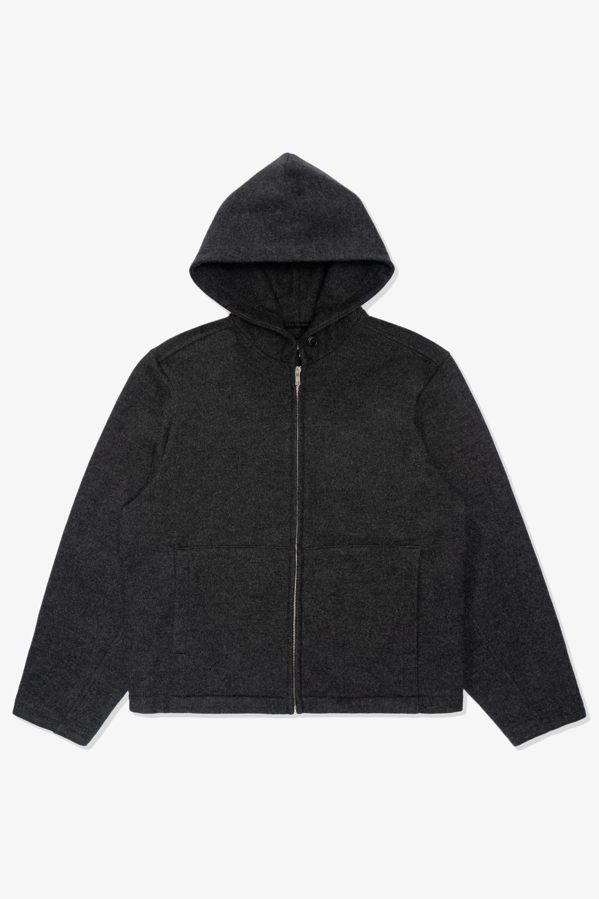 WOOL ZIP HOODIE - CHARCOAL