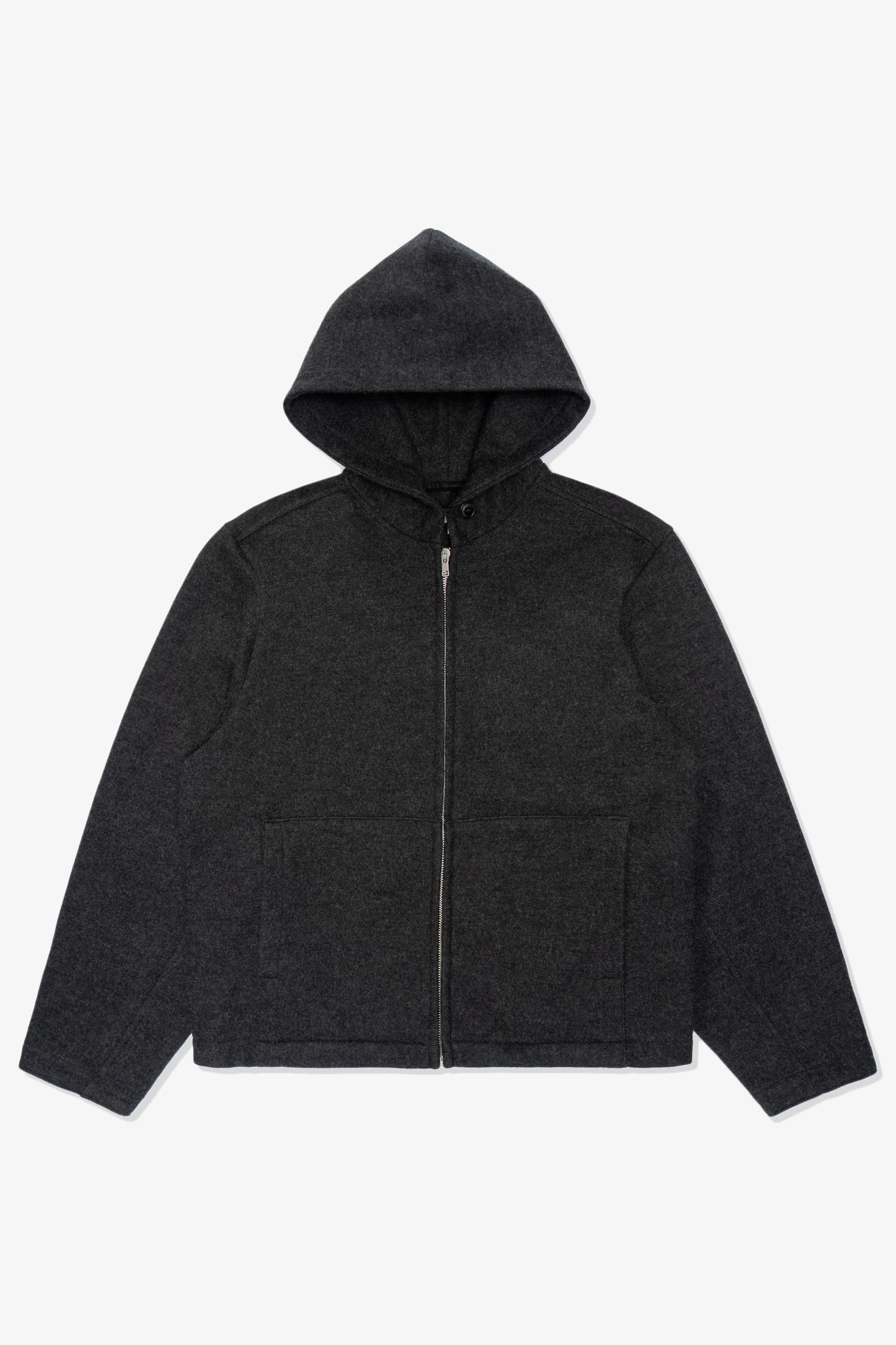WOOL ZIP HOODIE - CHARCOAL