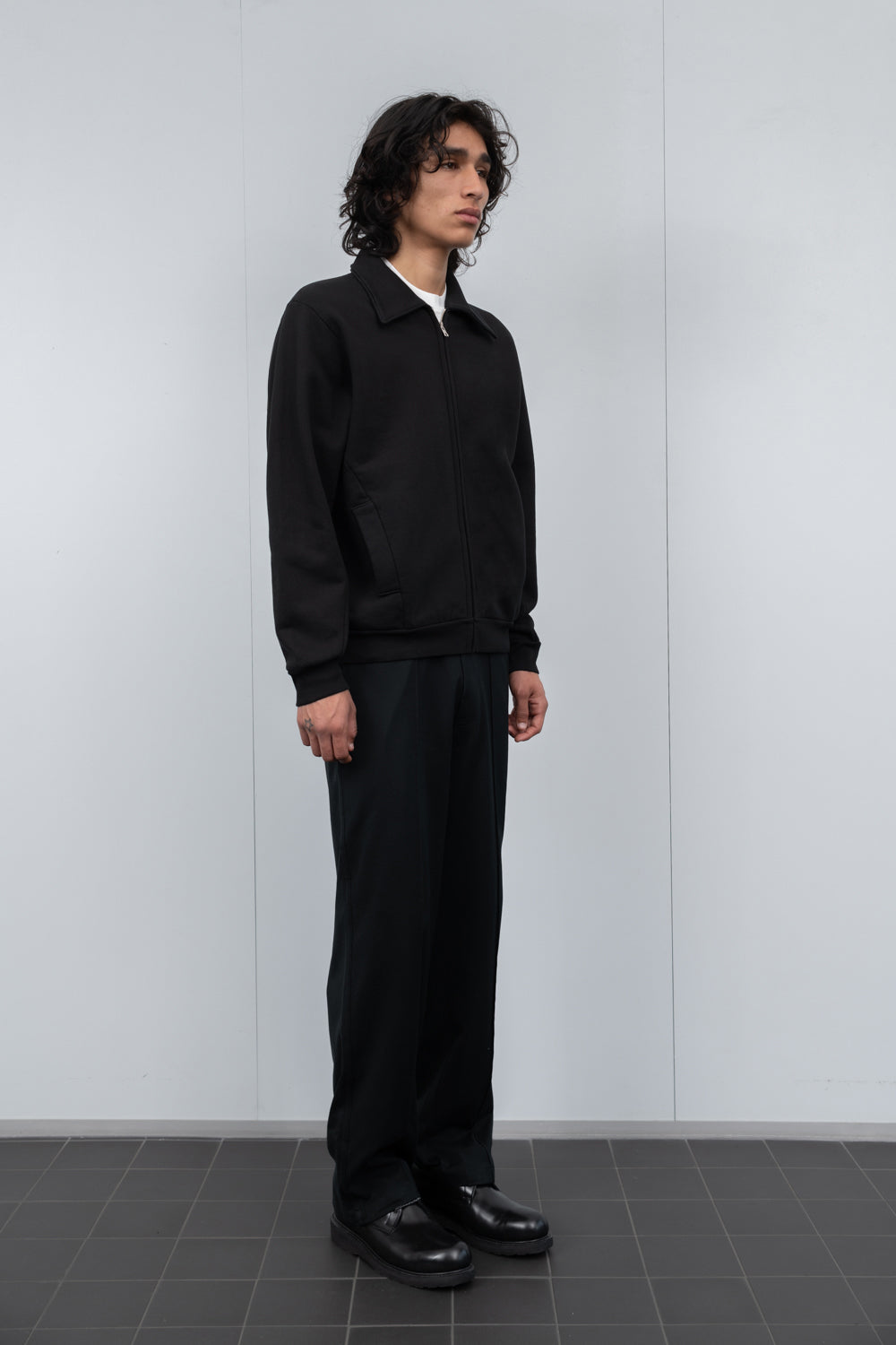 ZIP SWEAT JACKET - BLACK