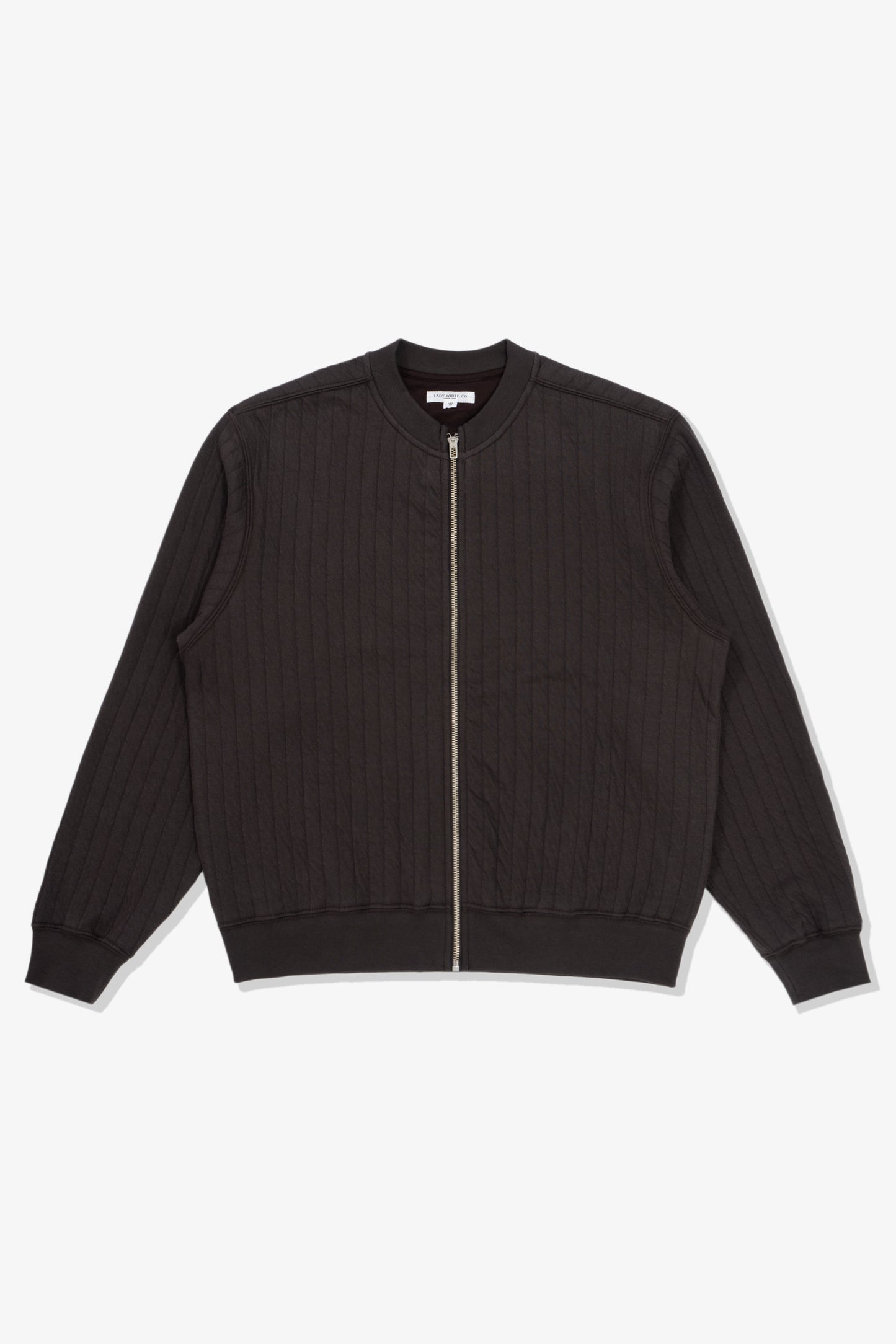 QUILTED ZIP UP - TIRE BLACK