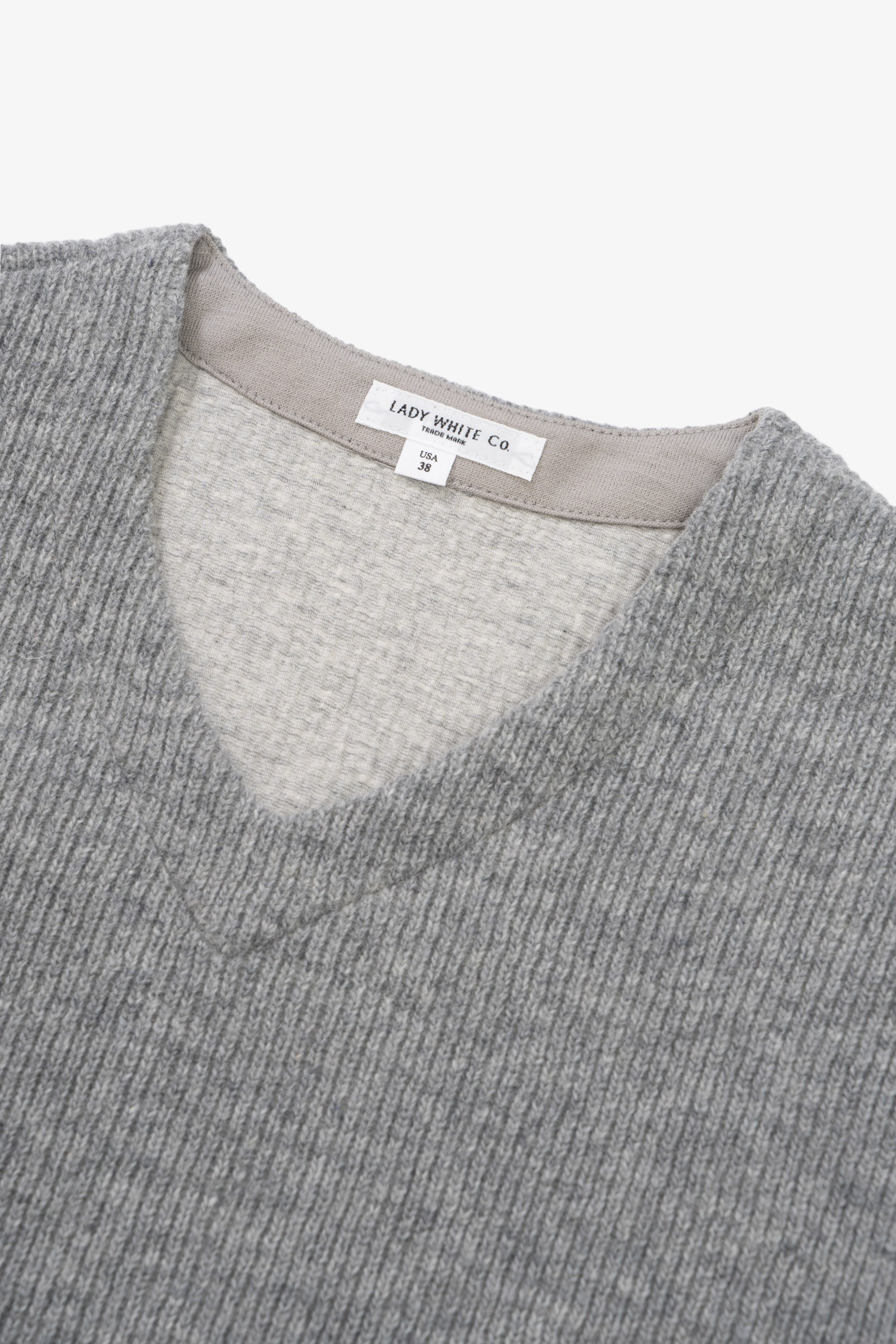 V NECK SNAP SWEATER - HEATHER GREY