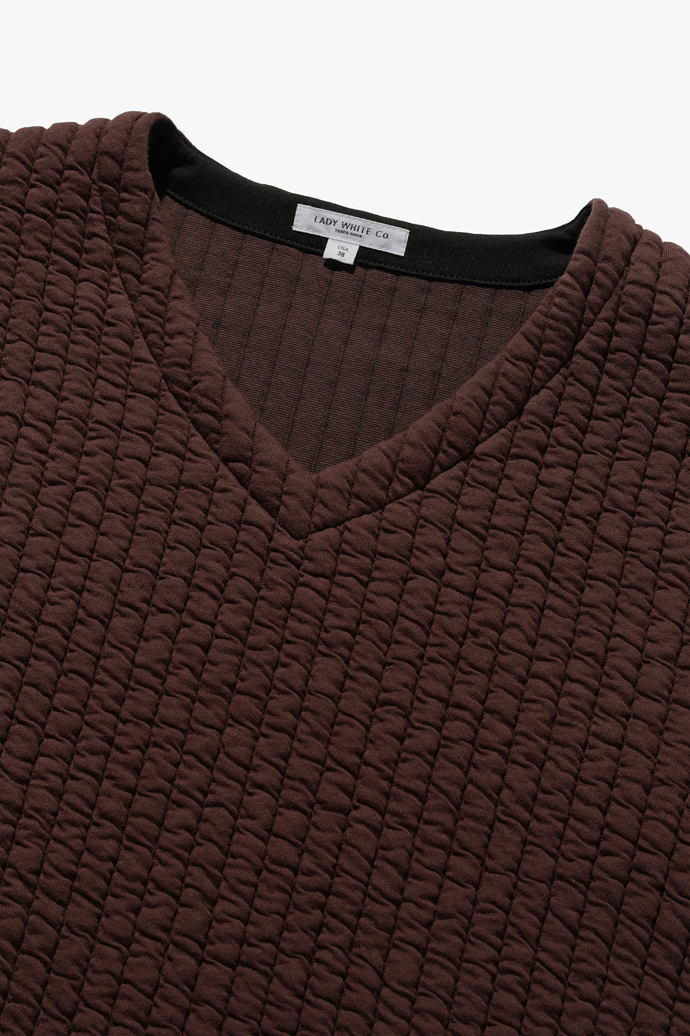 QUILTED V-NECK - RUST