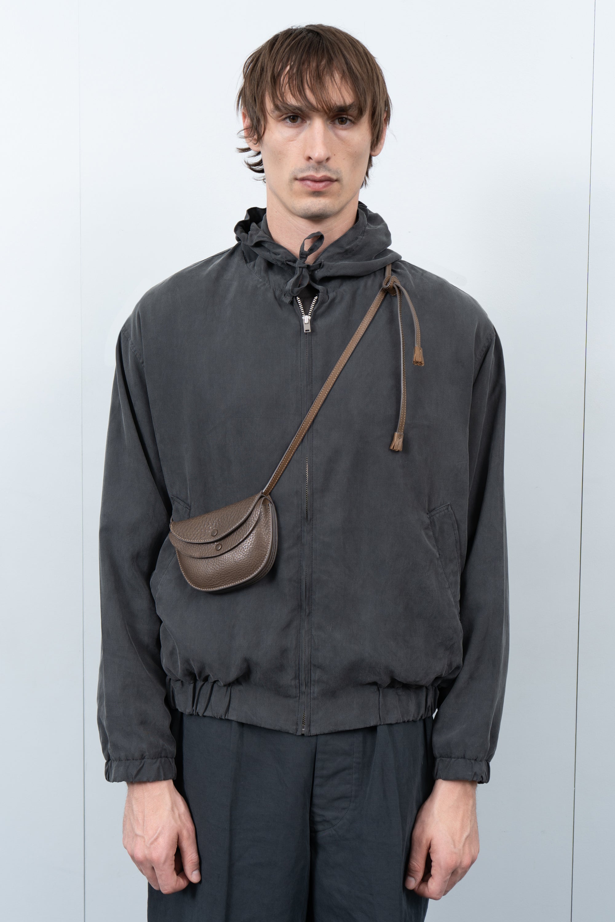 LW - C x KAPTAIN SUNSHINE LEATHER POUCH - BROWN PEBBLE