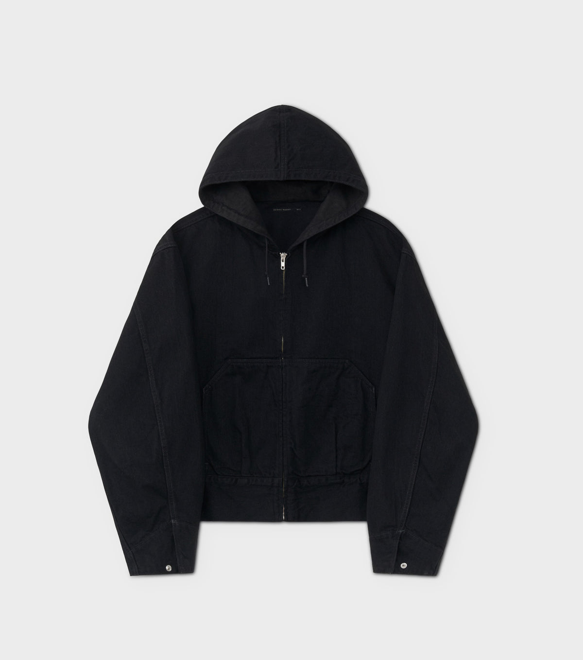 HOODED DENIM BLOUSON - BLACK