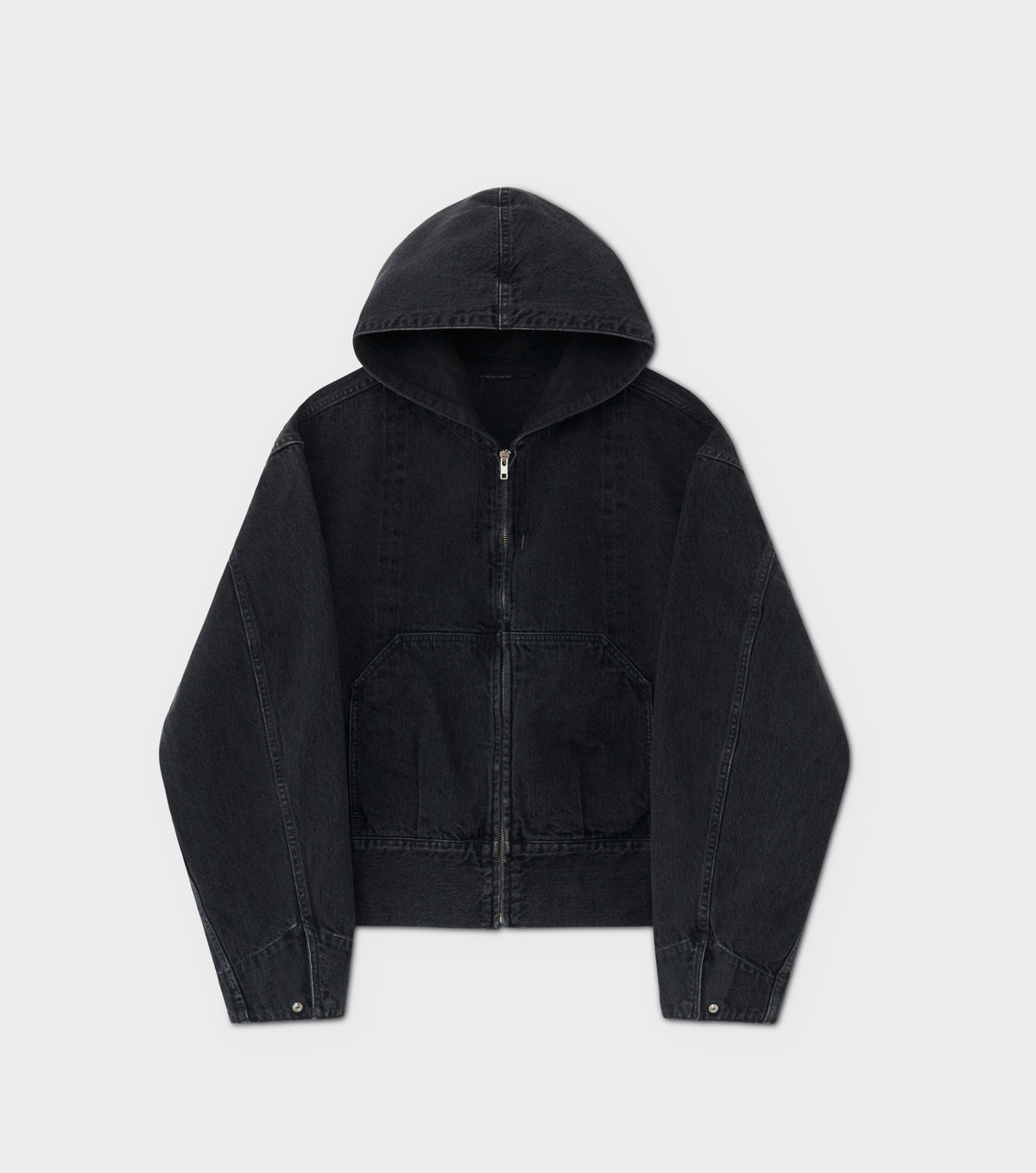 HOODED DENIM BLOUSON - FADED BLACK