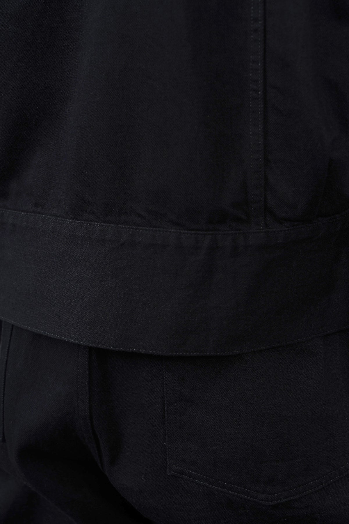 HOODED DENIM BLOUSON - BLACK