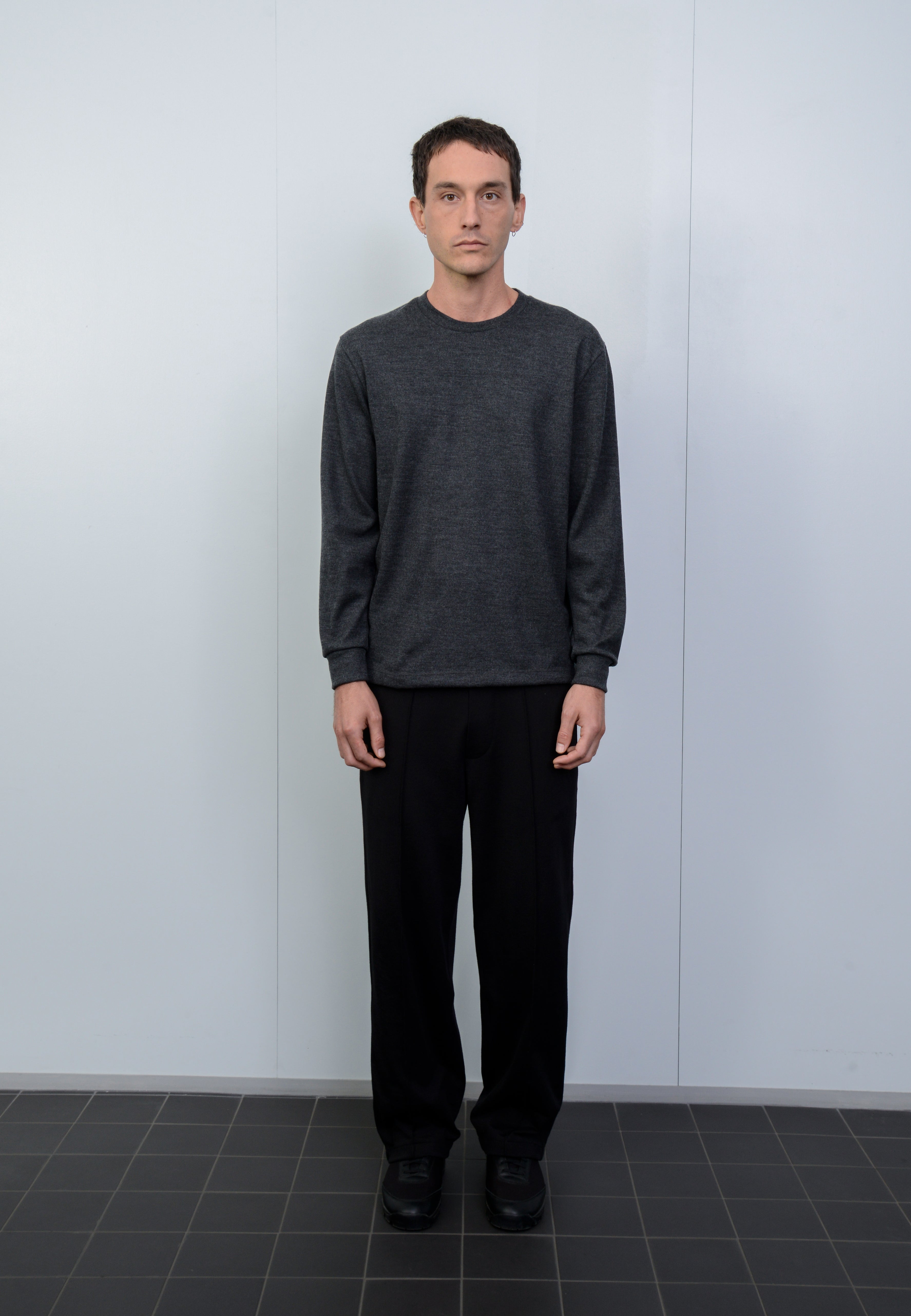 L/S WOOL T-SHIRT - CHARCOAL MELANGE