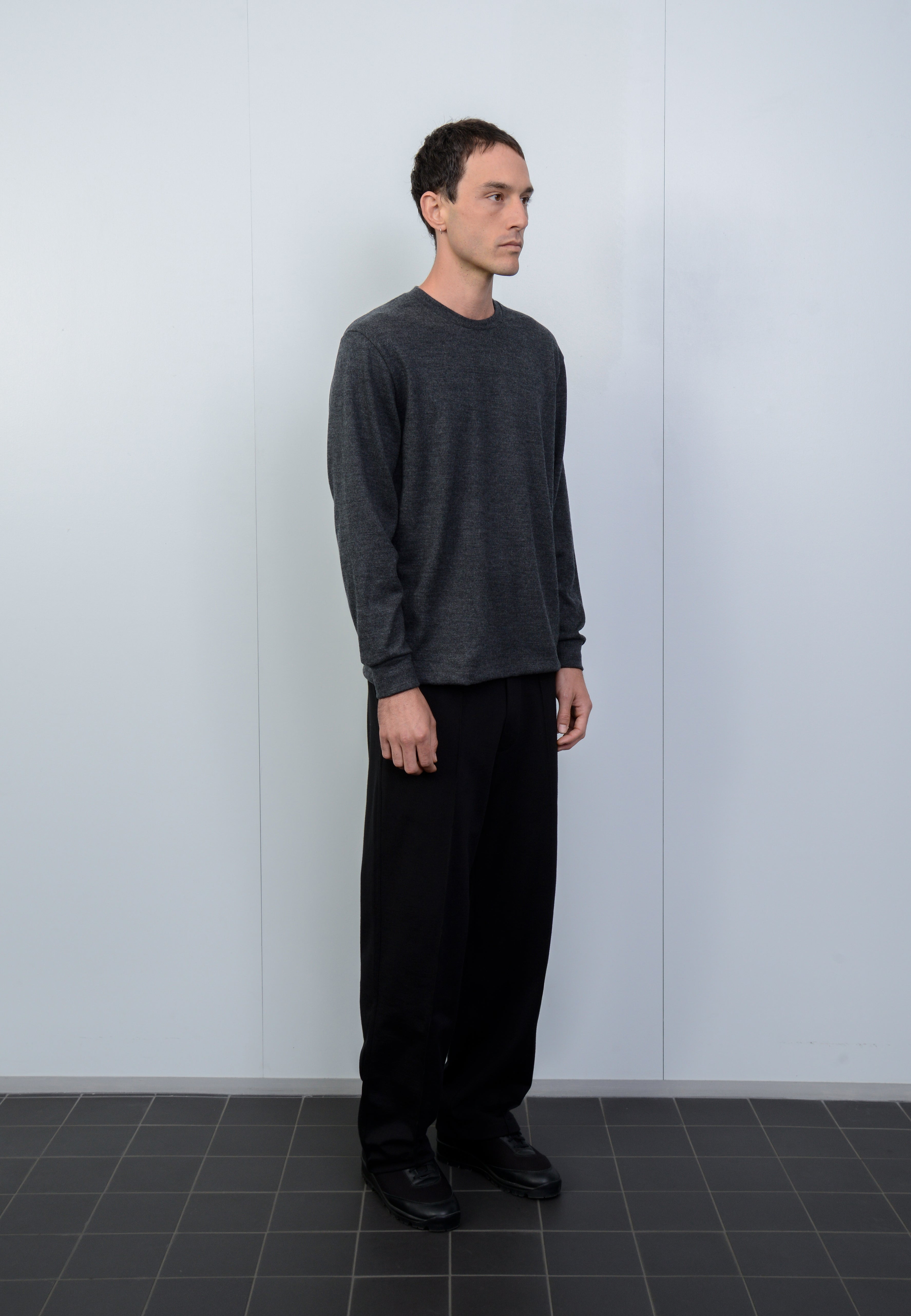 L/S WOOL T-SHIRT - CHARCOAL MELANGE